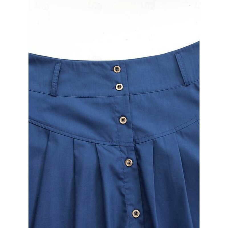 Women's Skirt A Line Fashion Casual Maxi High Waist Skirts Plain Pocket Micro-elastic Street Daily Black Red Royal Blue Spring Polyester2