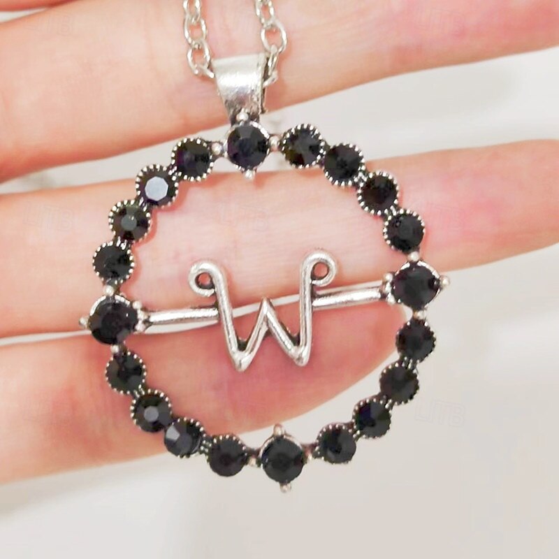 Gothic Necklace Merchandise for Party Birthday Rotating Letter W Necklace M Necklaces Wednesday Decorations Favors for Women3