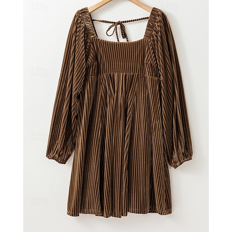 Women's Mini Dress Velvet Dress Party Dress Cocktail Dress Elegant Modern Party Evening Party Date Regular Fit Plain Long Sleeve Square Neck Pink Wine Brown Green Fall Winter4