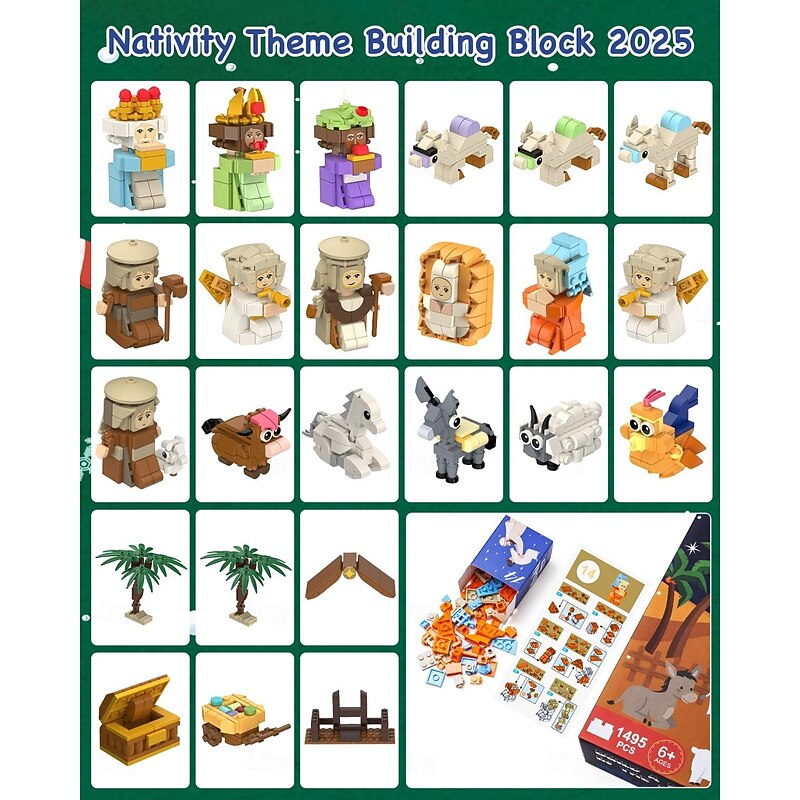 Nativity Advent Calendar 2025 Building Blocks 24-Days Fun Toy for Boys Girls Christmas Countdown Calendar Gifts for Kids Teen Adults Christian Scene Advent Bricks Individual Packaging(6)2