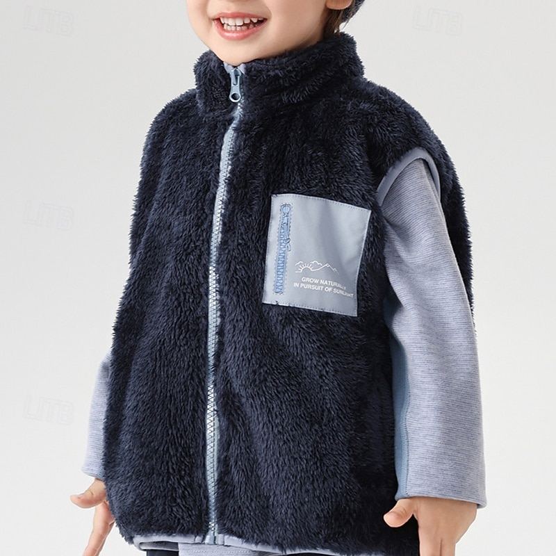 Kids Unisex Vest Coat Outerwear Color Block Sleeveless Zipper Keep Warm Soft Breathable Coat Outdoor Fashion Daily Blue Green Khaki Spring Fall 4 years+4