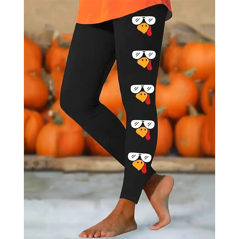 Women's Chinos Leggings Cozy Leggings Basic Casual Full Length High WaistPantsHalloween Character Printing Thermal Warm Comfortable Stretchy Vacation Street Casual Black Fall Winter Slim Fit