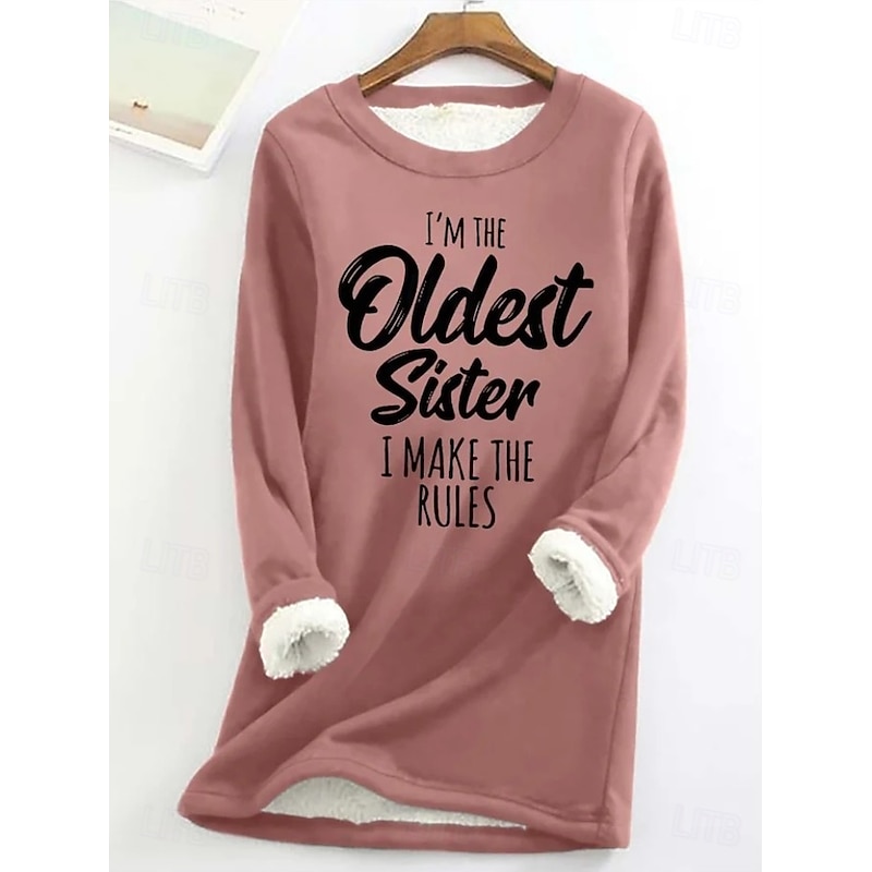 Women's Pullover Sweatshirt Graphic Letter Warm Casual Fuzzy Long Sleeve Crew Neck Round Neck Long Tops Street Casual Black Pink Blue Gray Spring Fall Winter2