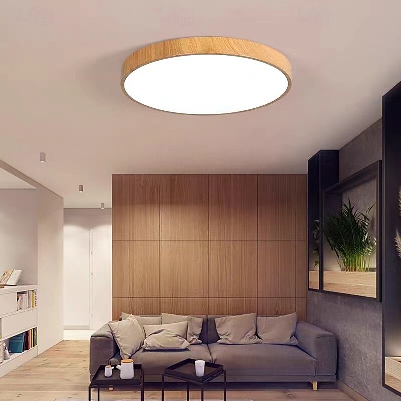 Log Color Circular LED Flush Mount in Modern Concise Style Wrought Iron Ceiling Light for Living Room