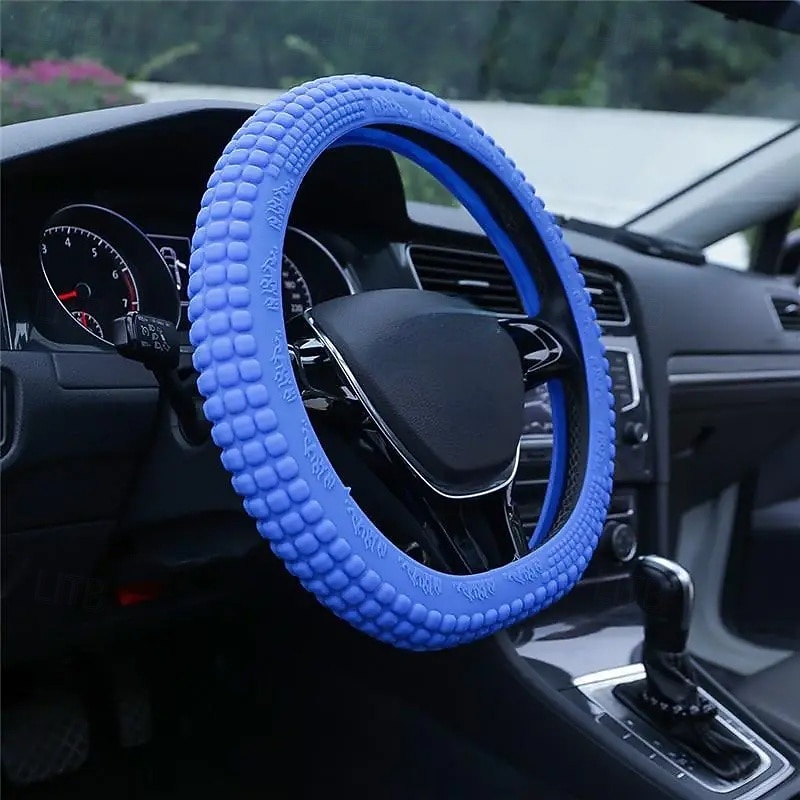 Silicone Corn Kernel Steering Cover - 1pc Anti-Skid Wear-Resistant Car Steering Handle Protector No Inner Circle - All-Season Vehicle Grip Accessory2