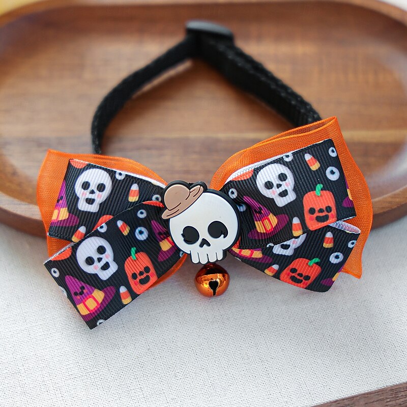 Halloween Themed Dog Headbands with Skulls Ghosts and Pumpkins - Perfect for Furry Friends!3