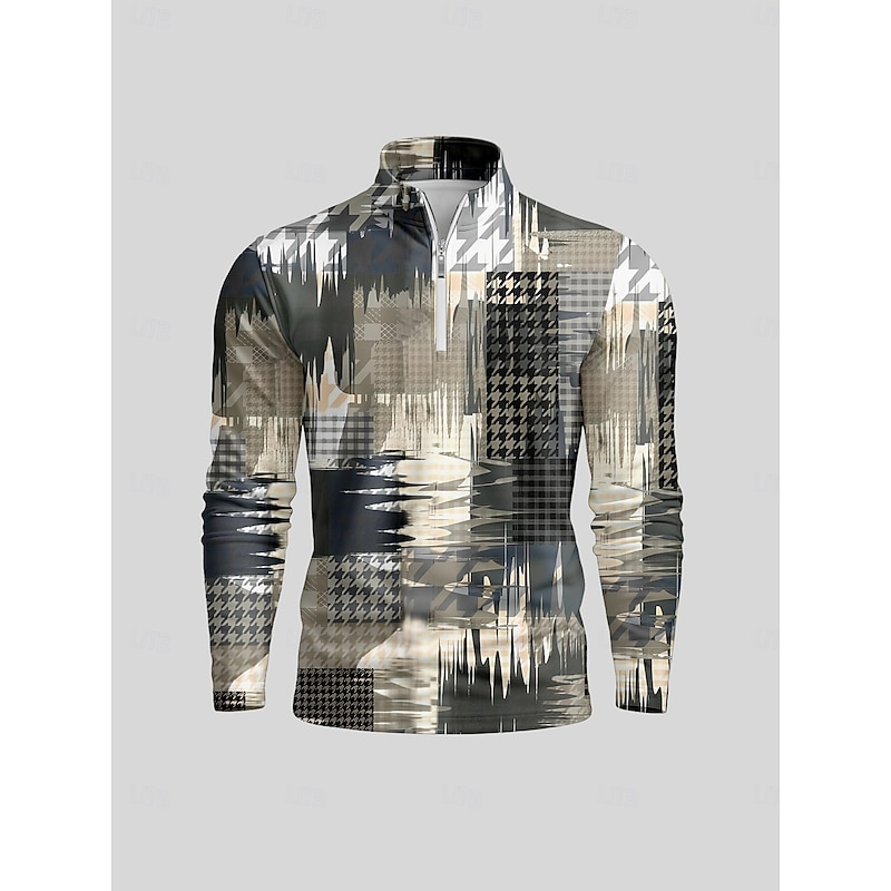 Men's Golf Polo Shirt khaki Long Sleeve Top Golf Attire Clothes Outfits Wear Apparel