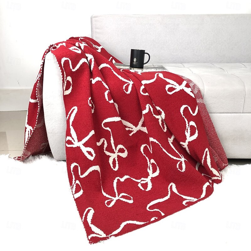 Knitted Chenille Throw Blanket, Cozy Office Air Conditioning Blanket, Christmas Sofa Cover Decorative Blanket