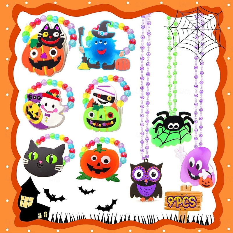 Halloween LED Bracelet Light Up Rings Halloween Toys Glow in The Dark Halloween Party Favors for Kids Adults LED Flash Bracelet Ghost Pumpkin Skeleton Best Gift 12 Pack3