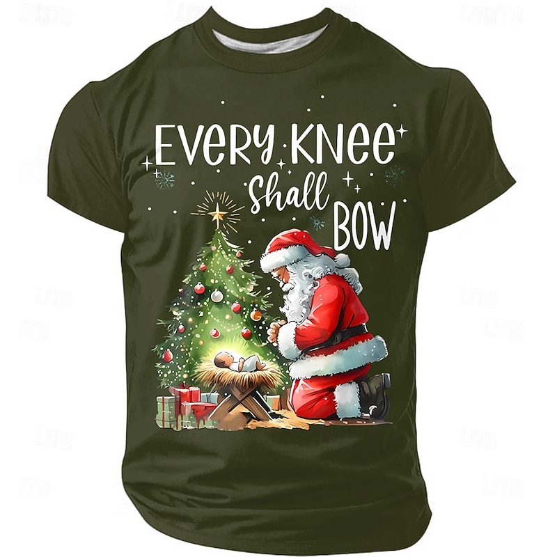 Christmas Men's Santa Claus Funny Slang T Shirt Short Sleeve T shirt 3D Print Crew Neck Shirt Daily Designer Artistic Vacation Party Street Black Blue Green All Seasons Clothing Apparel S M L XL XXL