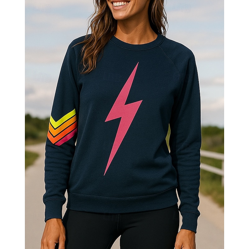 Women's Pullover Sweatshirt Casual Tops Long Sleeve Top Athleisure Fall Graphic Outdoor Travel Vacation Sportswear Activewear Dark Blue Gray4