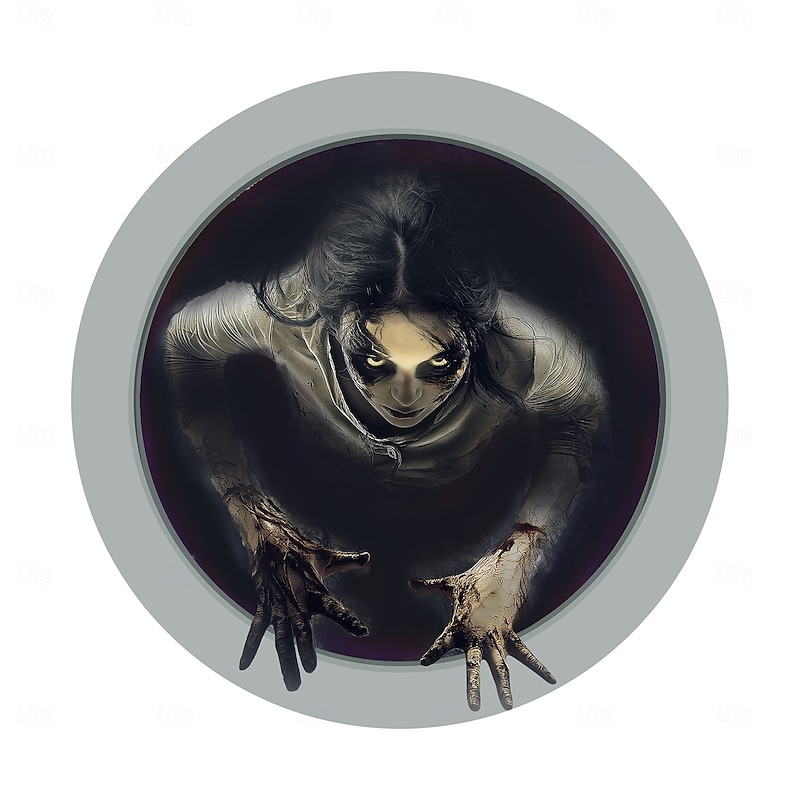 Halloween 3D Floor Sticker Scary Long Hair Ghost Floor Sticker, Creative Horror Wall Decal for Living Room, Haunted House Atmosphere Decoration4