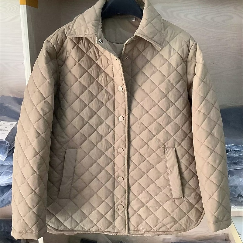 Women's Puffer Jacket Quilted Jacket Casual Jacket Comfortable Breathable Pocket Buttons Casual Plain Vacation Street Casual Daily Wear Single Breasted Short Turndown Loose Fit Long Sleeve Outerwear3