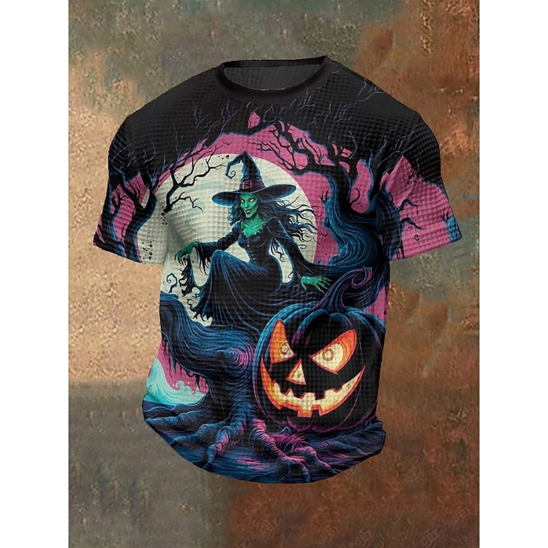 Men's Halloween Shirt Witch Bat Crewneck Clothing Apparel 3D Print Outdoor Holiday Theme Party Halloween Party Short Sleeve Print Vintage Halloween2