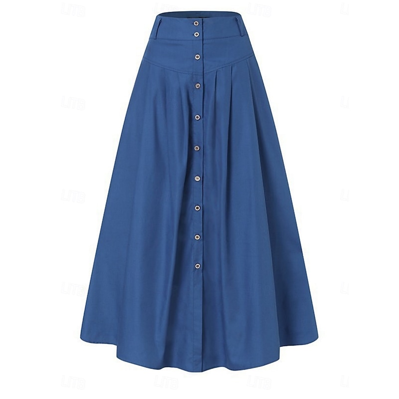 Women's Skirt A Line Fashion Casual Maxi High Waist Skirts Plain Pocket Micro-elastic Street Daily Black Red Royal Blue Spring Polyester4