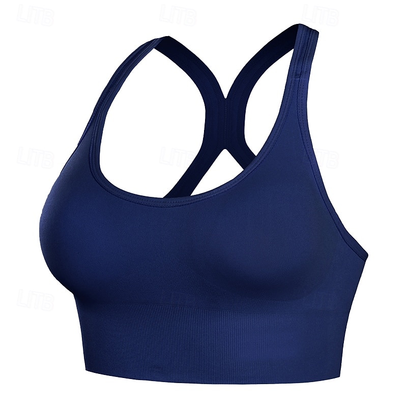 Women's Bra Top Sports Bra Underwear Racerback Calories Burned Sports Criss-Cross Back Solid / Plain Color Sport Activewear Black Yellow Running Fitness Yoga