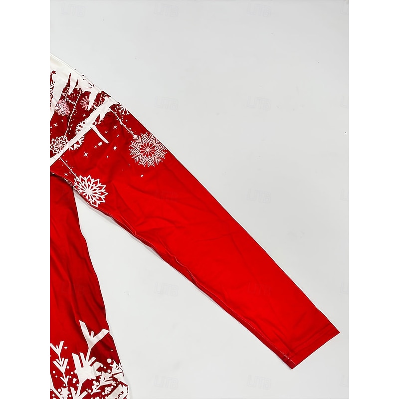 Christmas Women's T Shirt Graphic Snowflake Fashion Casual Long Sleeve Turtleneck Regular Tops Daily Print Asymmetrical Red Winter2