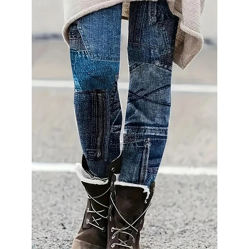 Women's Slacks Leggings Cozy Leggings Vacation Vintage Streetwear Full Length Natural Graphic Patchwork Drawstring Patchwork Elastic Waist Comfy Outdoor Comfortable High Elasticity Outdoor Vacation3