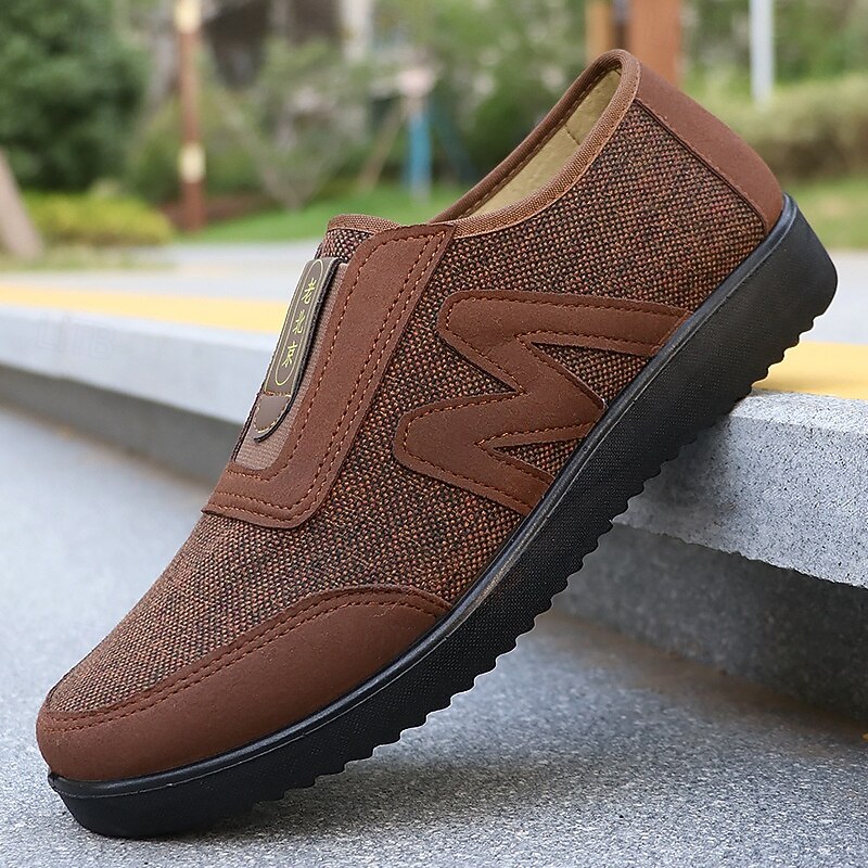 Men's Brown Casual Slip-On Walking Shoes – Lightweight Breathable Comfort Loafers for Outdoor Strolls, Daily Wear and Travel