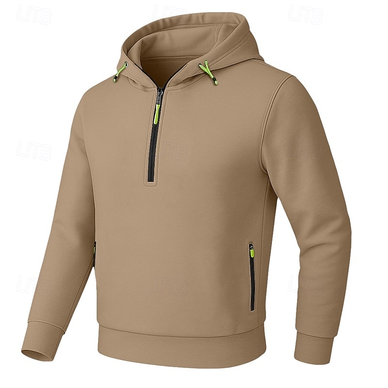 Men's Hoodie Quarter Zip Hoodie Tactical Hoodie Black White Navy Blue Khaki Light Grey Hooded Plain Zipper Sports & Outdoor Casual Daily Streetwear Cool Sportswear Spring &  Fall Clothing Apparel