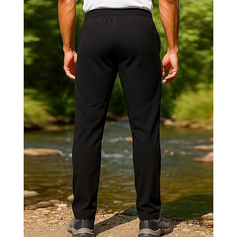 Men's Hiking Pants Trousers Waterproof pants Softshell Pants Winter Outdoor Regular Fit Waterproof Windproof Bottoms Pocket Elastic Waist Black Blue Spandex Camping / Hiking Running S M L XL XXL2
