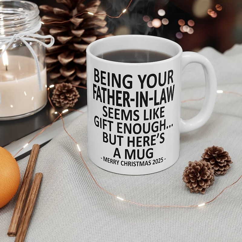 Christmas 2025 Gift Mug Being Your Father-In-Law 11oz Funny Mug Holiday Coffee Cup from Father-In-Law Hilarious Xmas Present Family Birthday Seasonal Drinkware3