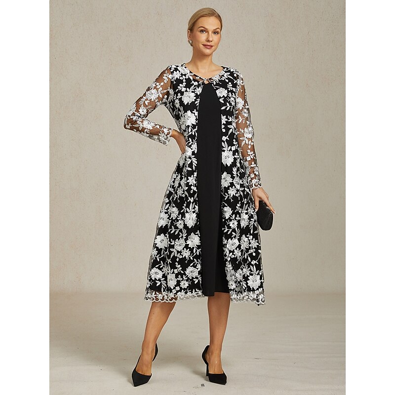 Women's Coat Breathable Lace Embroidered Elegant Floral Formal Wedding Party Long Crewneck Loose Fit Long Sleeve Outerwear Black Summer Spring