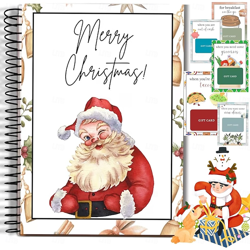 Christmas Gift Card Book Surprises On Every Page DIY Spiral-Bound Merry Christmas College Survival Gift Card Book Holder Ideal Gifts for Family, Friends, Teachers, Teens And Colleagues