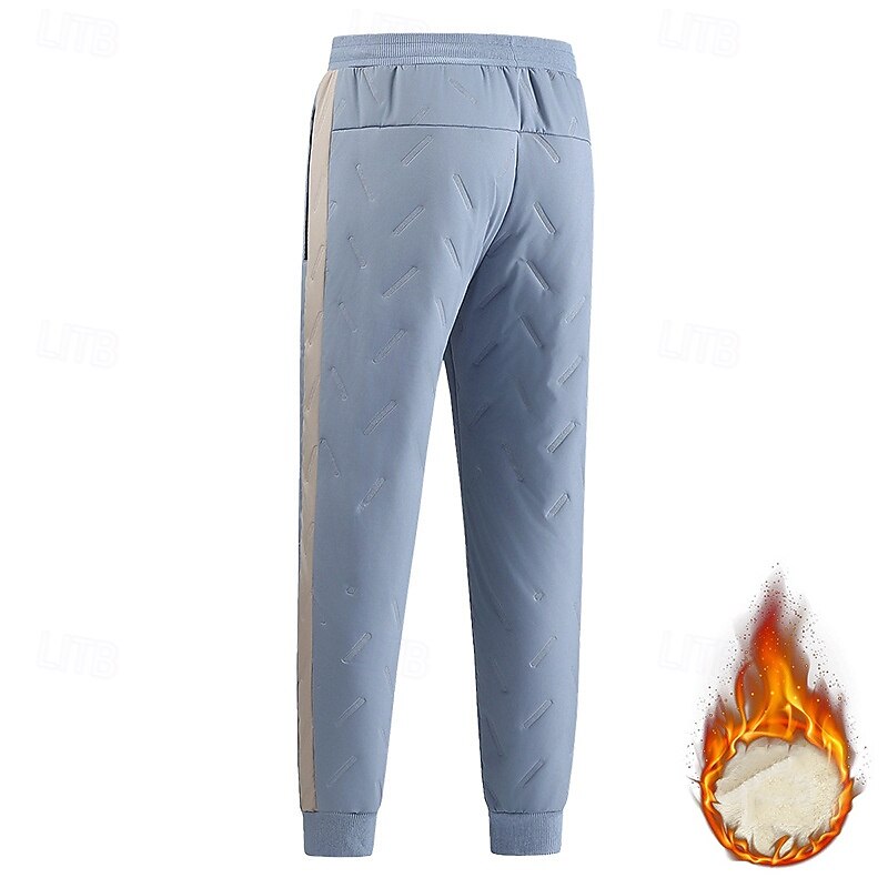 Men's Sherpa Sweatpants Fleece Pants Joggers Trousers Drawstring Pocket Elastic Waist Color Block Comfort Warm Sports Outdoor Daily Fashion Casual Black Blue Micro-elastic3