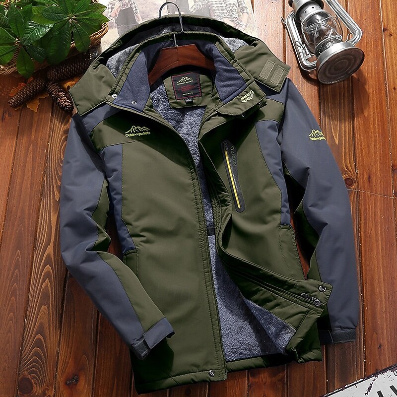 Men's Softshell Jacket Hiking Jacket Fleece Jacket Thermal Jacket Winter Outdoor Patchwork Thermal Warm Top Black Army Green Red Blue3