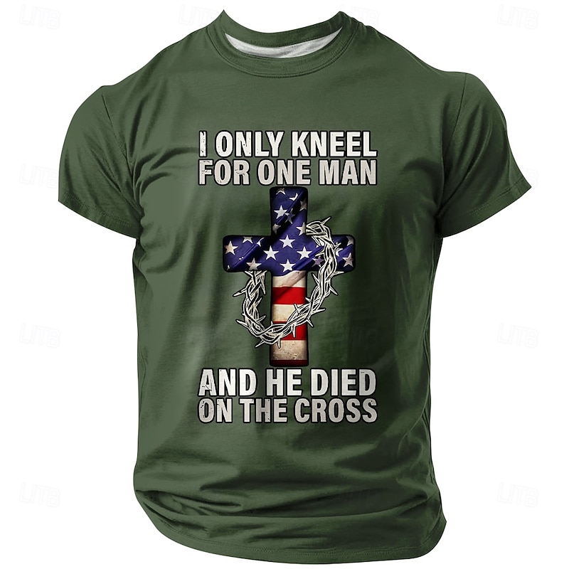 Men's American US Flag Christian T Shirt Short Sleeve T shirt 3D Print Crew Neck Shirt Daily Military Street Daily Black Red Blue Summer Spring Clothing Apparel S M L XL XXL XXXL3