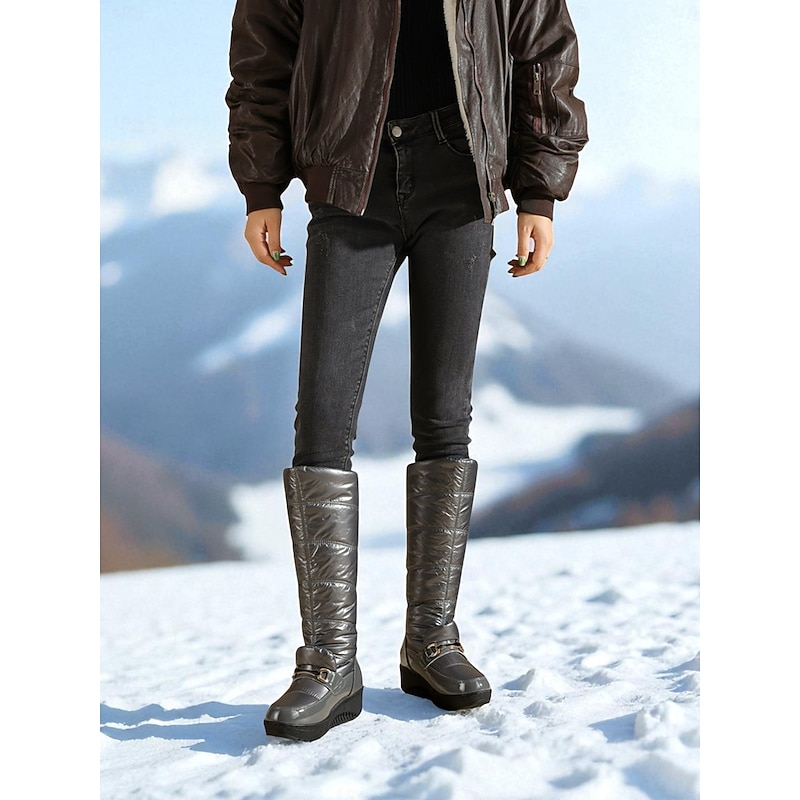 Women's Waterproof Winter Puffer Boots with Adjustable Straps, Ideal for Outdoor Activities and Snowy Days2