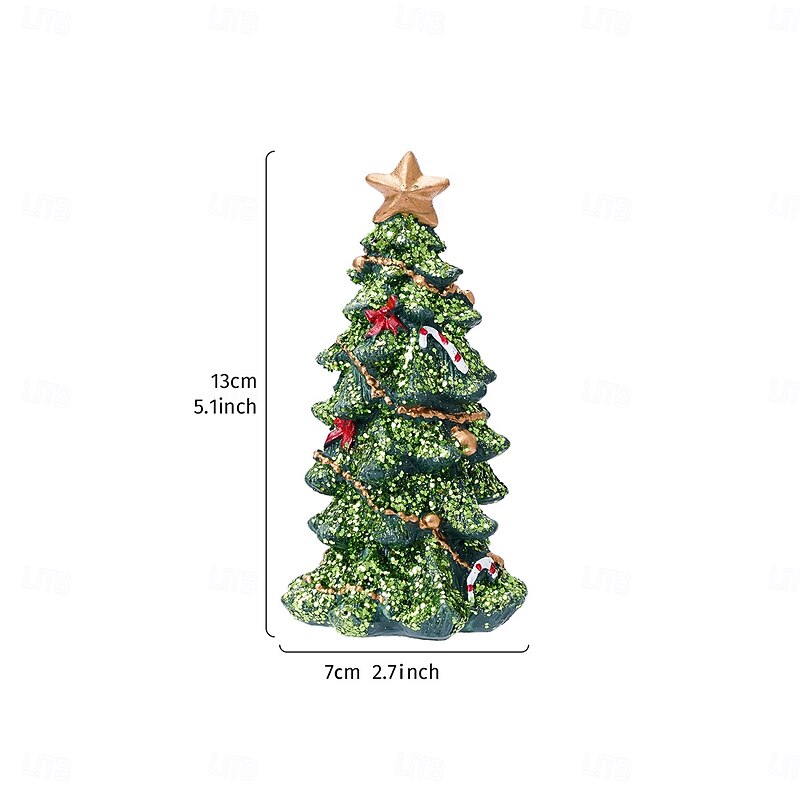 Christmas Tree Resin Decoration Cute Green Glitter Desktop Ornament with Hand-Painted Color, Sparkling Holiday Tabletop Decor, Perfect for Interior, Store Displays & Gifts3