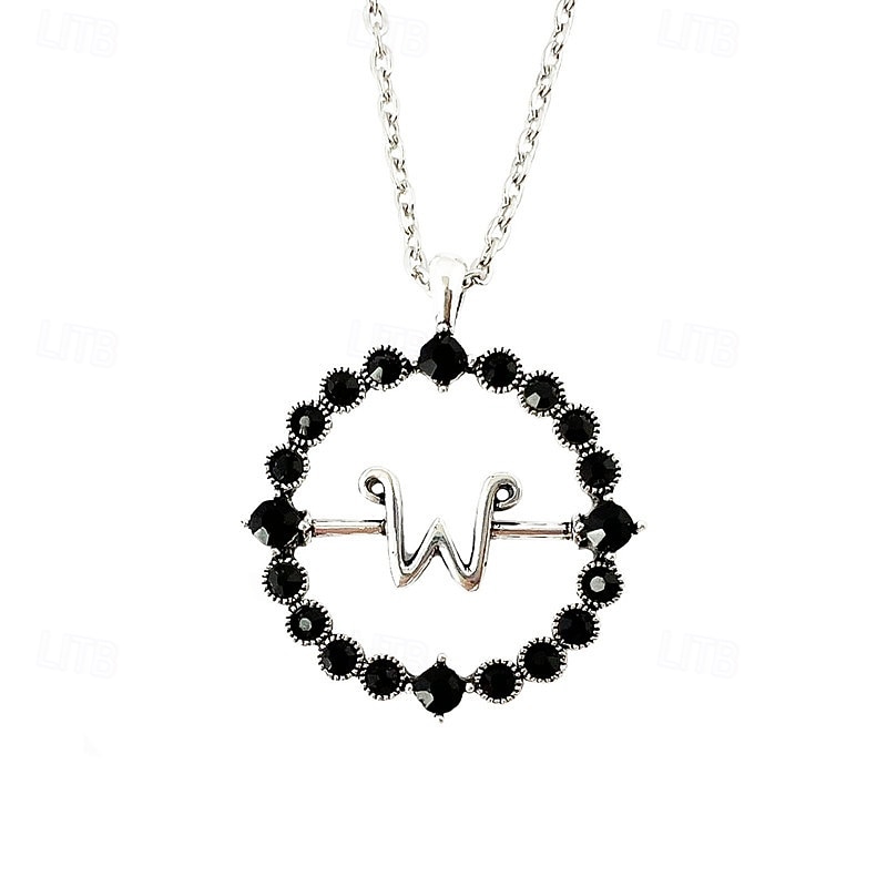 Gothic Necklace Merchandise for Party Birthday Rotating Letter W Necklace M Necklaces Wednesday Decorations Favors for Women4