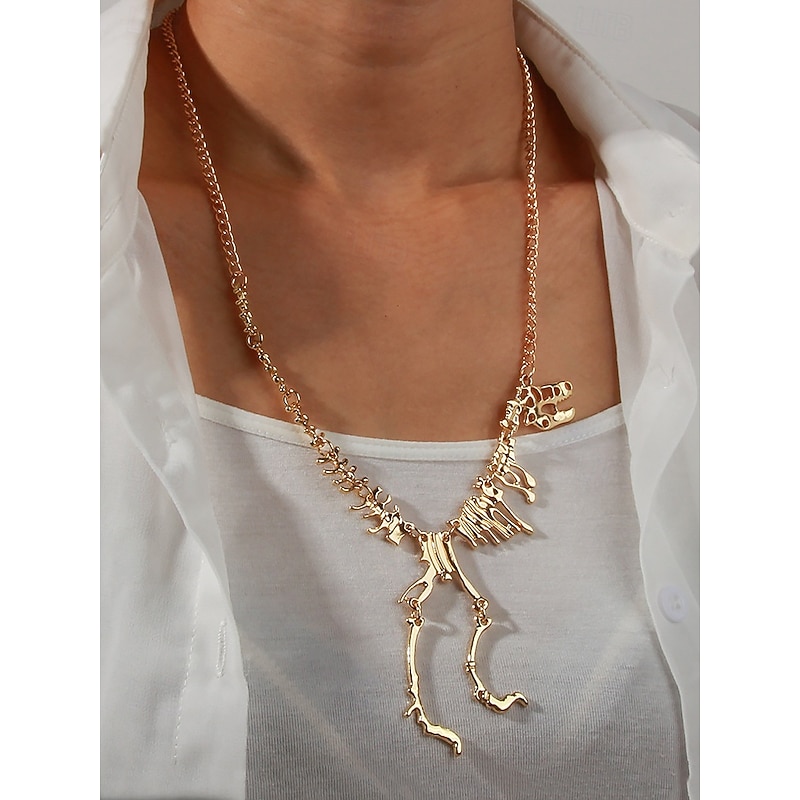 Women's Halloween Dinosaur Skeleton Necklace, Gothic Punk T-Rex Pendant Jewelry for Costume Parties, Festivals and Nightlife4