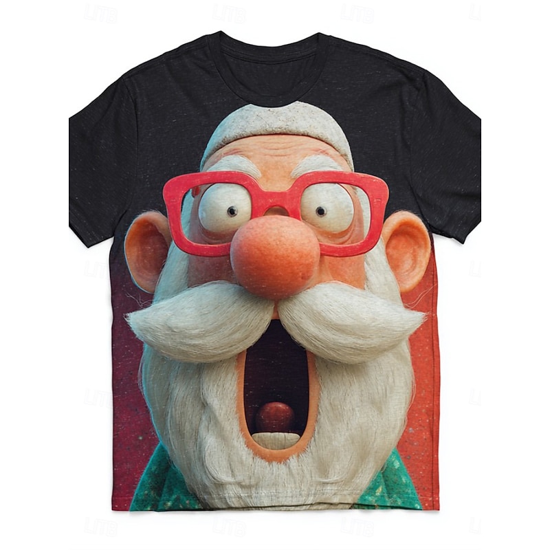 Christmas Women's T Shirt Graphic Santa Claus Vintage Stylish Classic Short Sleeve Crew Neck Round Neck Regular Tops Daily Print Black Blue Dark Green Green Fall Winter4