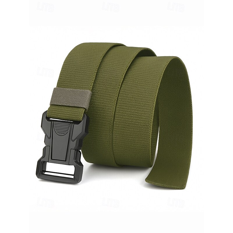 Men's Elastic Nylon Tactical Belt with Quick Release Buckle, Adjustable Military Style Webbing Belt for Outdoor Hiking, Work and Everyday Wear2