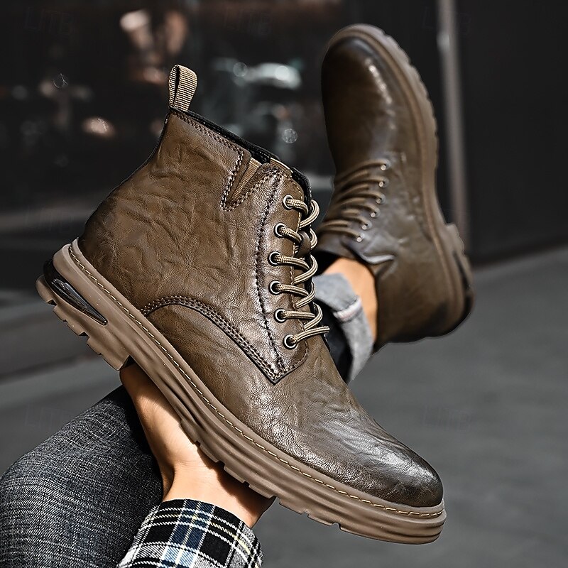 Men's Dark Brown Lace-Up Ankle Boots – Classic Casual Fashion Footwear for Business, Outdoor and Daily Comfort2