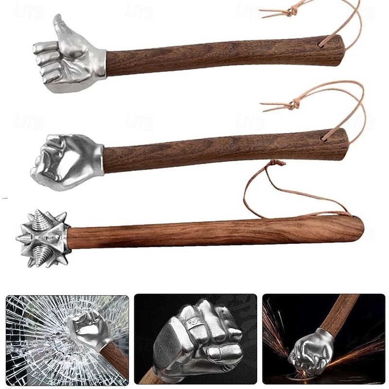 Heavy-Duty Iron Fist Hammer with Stainless Steel Head & Solid Wood Handle Multifunctional Crafts and Hardware Tools For Construction, Blacksmithing, Workshop, Home DIY - Ideal for Demanding Tasks