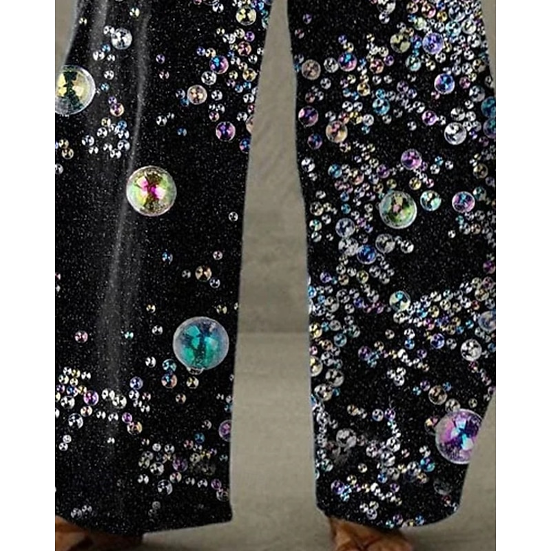 Women's Wide Leg Pants Trousers Vacation Vintage Ethnic Style Full Length High Waist Graphic Pocket Elastic Waistband Print Comfy Breathability Inelastic Vacation Casual Daily Black Spring Fall Loose3