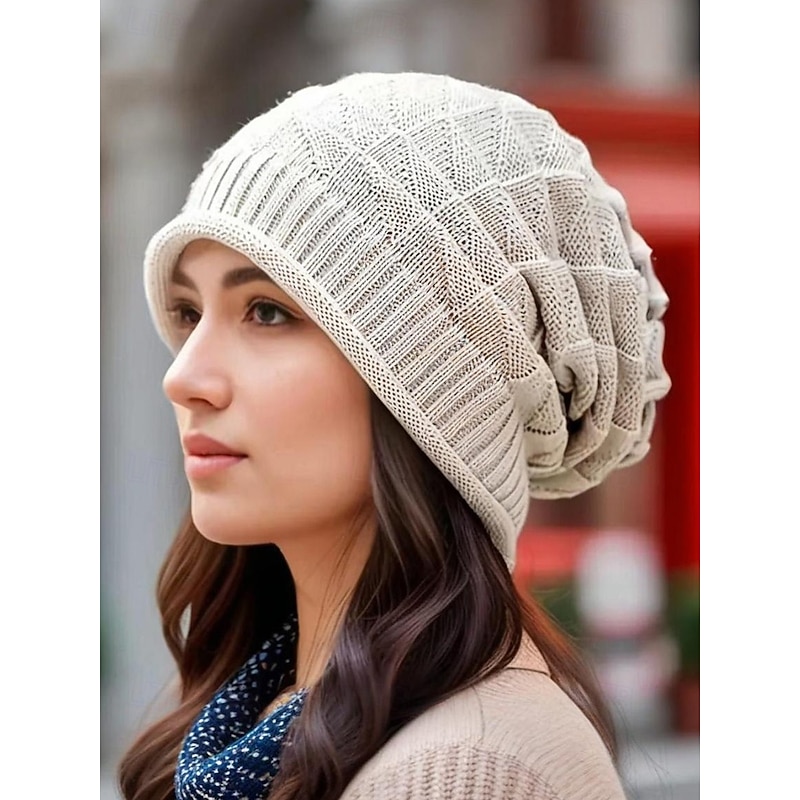 Women's Slouchy Knit Beanie – Soft Winter Warm Hat, Casual Stretchy Skull Cap for Outdoor Travel & Daily Wear