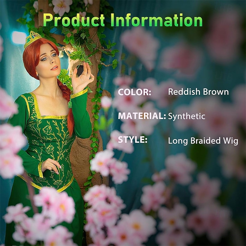 Long Reddish Brown Braided Wigs For Women Costume Auburn Synthetic Anime Wig For Halloween Cosplay Party Use2