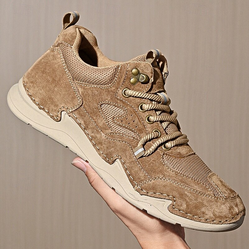 Men's Light Brown Suede Sneakers with Stylish Accent and Breathable Material, Ideal for Active Lifestyles, Walking and Casual Gatherings3