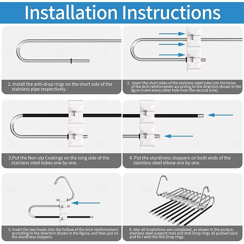 2 Pack Pants Hangers Space Saving 9 Layers Multifunctional Pant Rack Stainless Steel Closet Organizer for Pants Jeans Leggings Trousers, Antiquewhite2