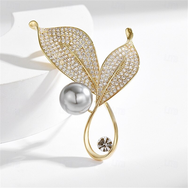 Brooches Classic Retro Geometrical Leaf Elegant Fashion Cute Brooch Jewelry Gold For Wedding Party Gift Engagement Prom Festival4