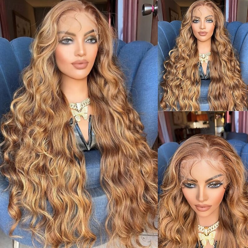 Remy Human Hair 5x5 Closure 13x4 Lace Front Wig Free Part Brazilian Hair Natural Wave Multi-color Wig 150% 180% Density with Baby Hair Highlighted / Balayage Hair 100% Virgin Glueless Pre-Plucked For4