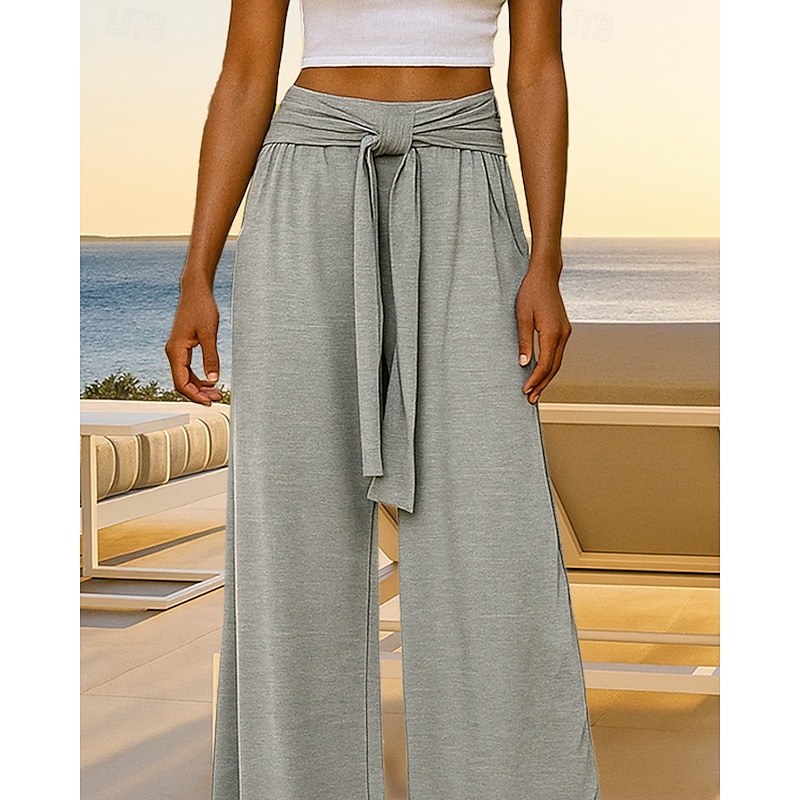 Women's Wide Leg Pants Casual Pants High Waist Bottoms Athleisure Gym Workout Fall Spandex Lightweight Soft Travel Running Yoga Loose Fit Sportswear Activewear Solid Colored Black Green Khaki3