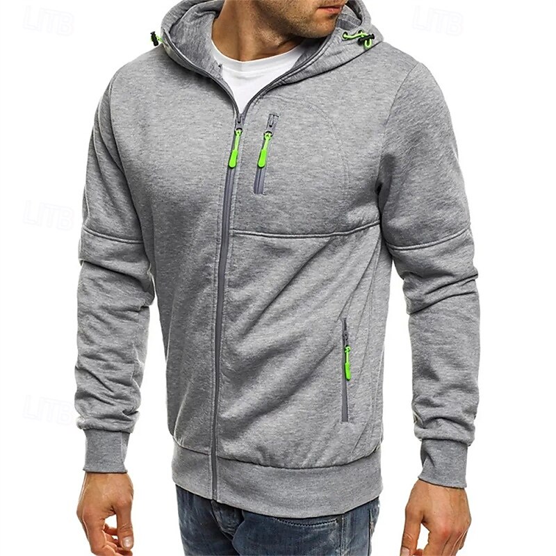 Men's Lightweight Jacket Casual Jacket Hoodie Jacket Vacation Daily Breathable Pocket Spring Fall Plain Fashion Classic Hooded Regular Navy Blue Light Grey Army Green Dark Gray Jacket2
