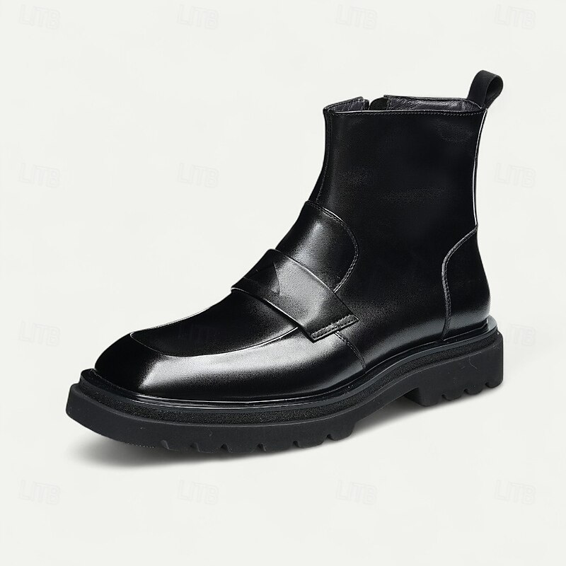 Men's Brown Strap Ankle Boots Stylish Zip-Up Casual Boots with Double Strap Design for Business Wear, Travel and Everyday Comfort3