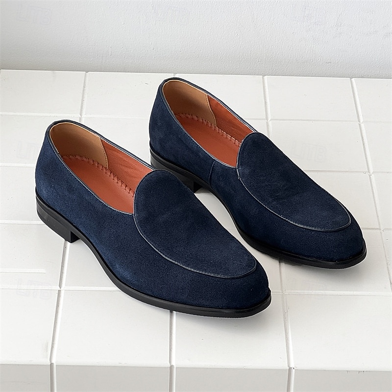 Men's Suede Loafers Classic Slip-On Flats Lightweight Comfortable Shoes for Urban Casual Wear
